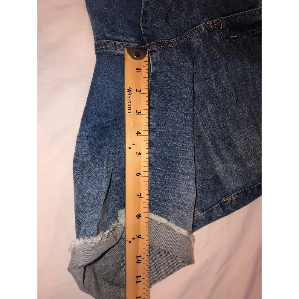 Jean Bermuda Shorts Jorts Size 12 Blue Stretch Denim Cuffed Torrid 9